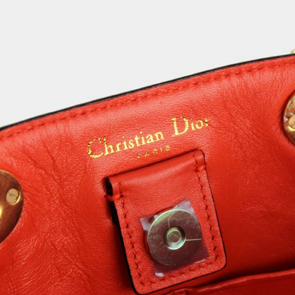 small Christian Dior diorissimo original calfskin leather bag 44374 rosered&orange - Click Image to Close